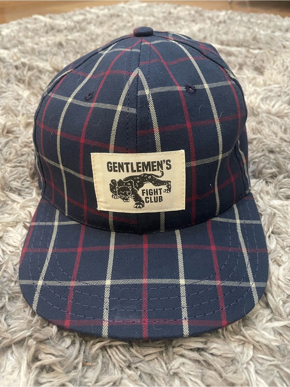 Gentlemen's Fight Club Navy Plaid Baseball Cap with Panther Patch